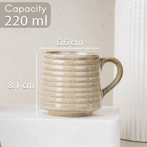 Creamy Spiral Ceramic Tea Cup Set of 6, 220 ML Each | Microwave and Dishwasher Safe Coffee Cups
